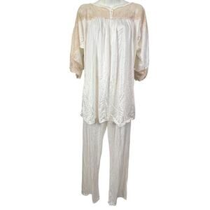Undercover Wear Vintage Womens Sexy Lightweight Pajamas Set Pants & Top Lace M